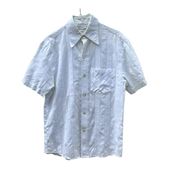 🧼 Trina Turk Luxe Texture Shirt | Size M | White Button-Up Heat - Picture 1 of 4